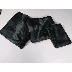 Satin Dreams Black Satiny 1 Fitted & 1 Flat Sheets with 1 Pillow Case 90x103